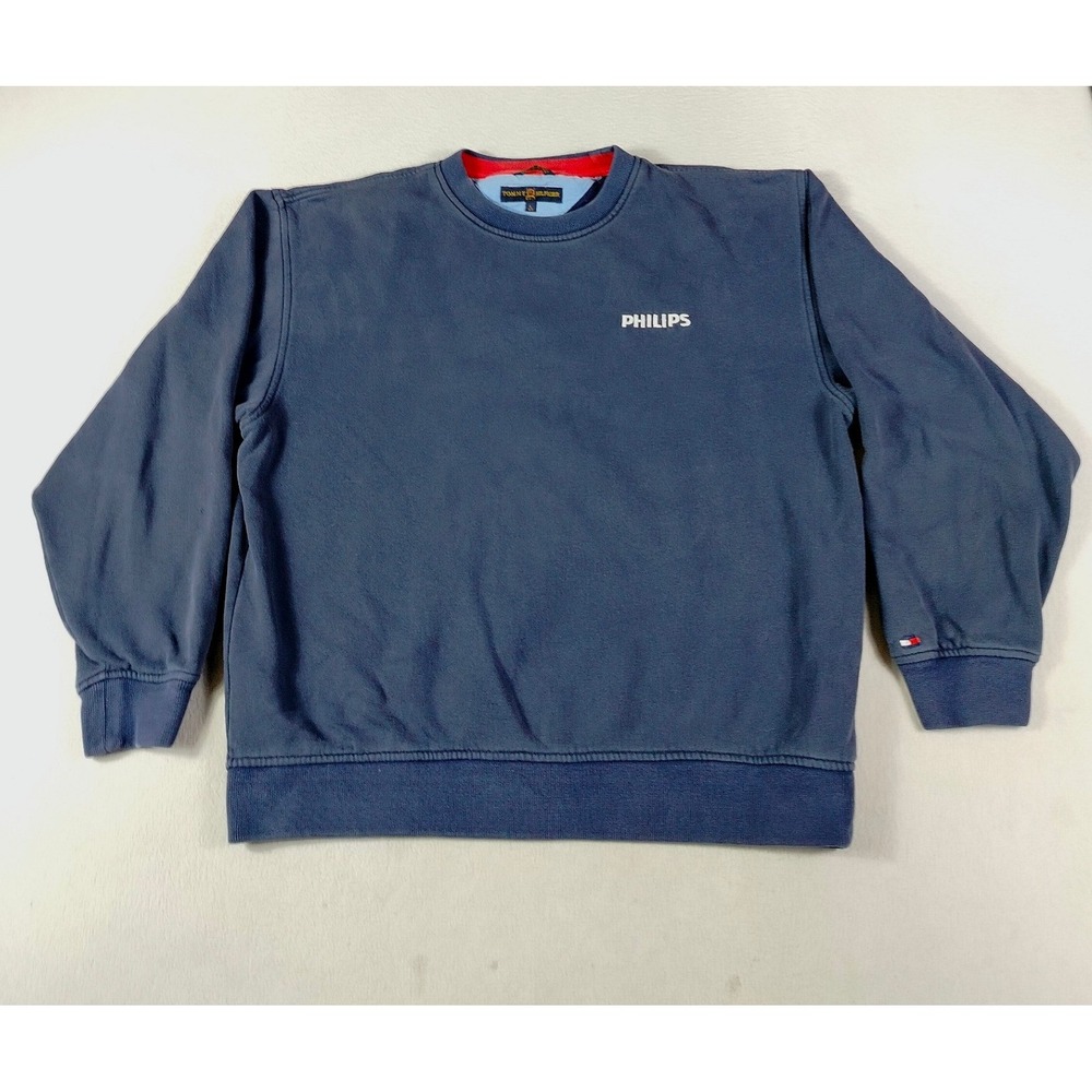 Vintage Tommy Hilfiger Sweatshirt Mens‎ Large Blue Philips Golf Crewneck Fleece